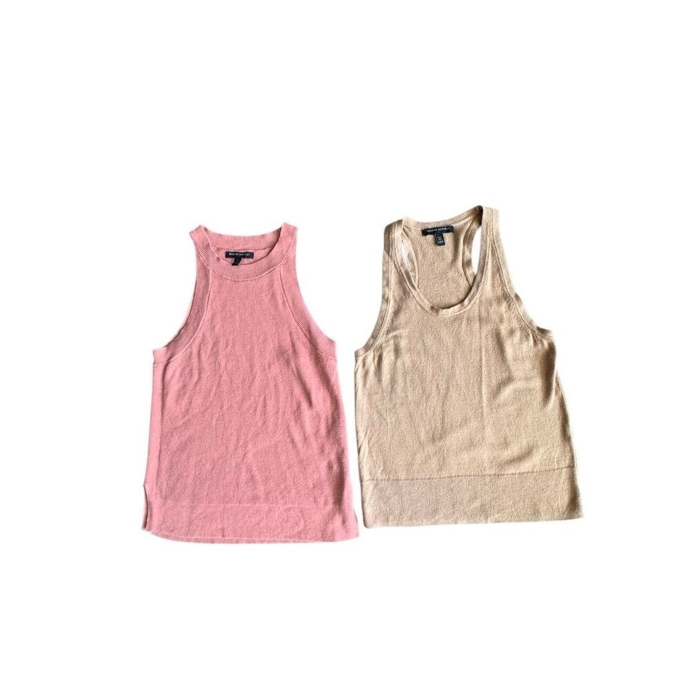 Banana Republic Set of Two Pink and Beige Knit Tank Tops Racerback SZ XS